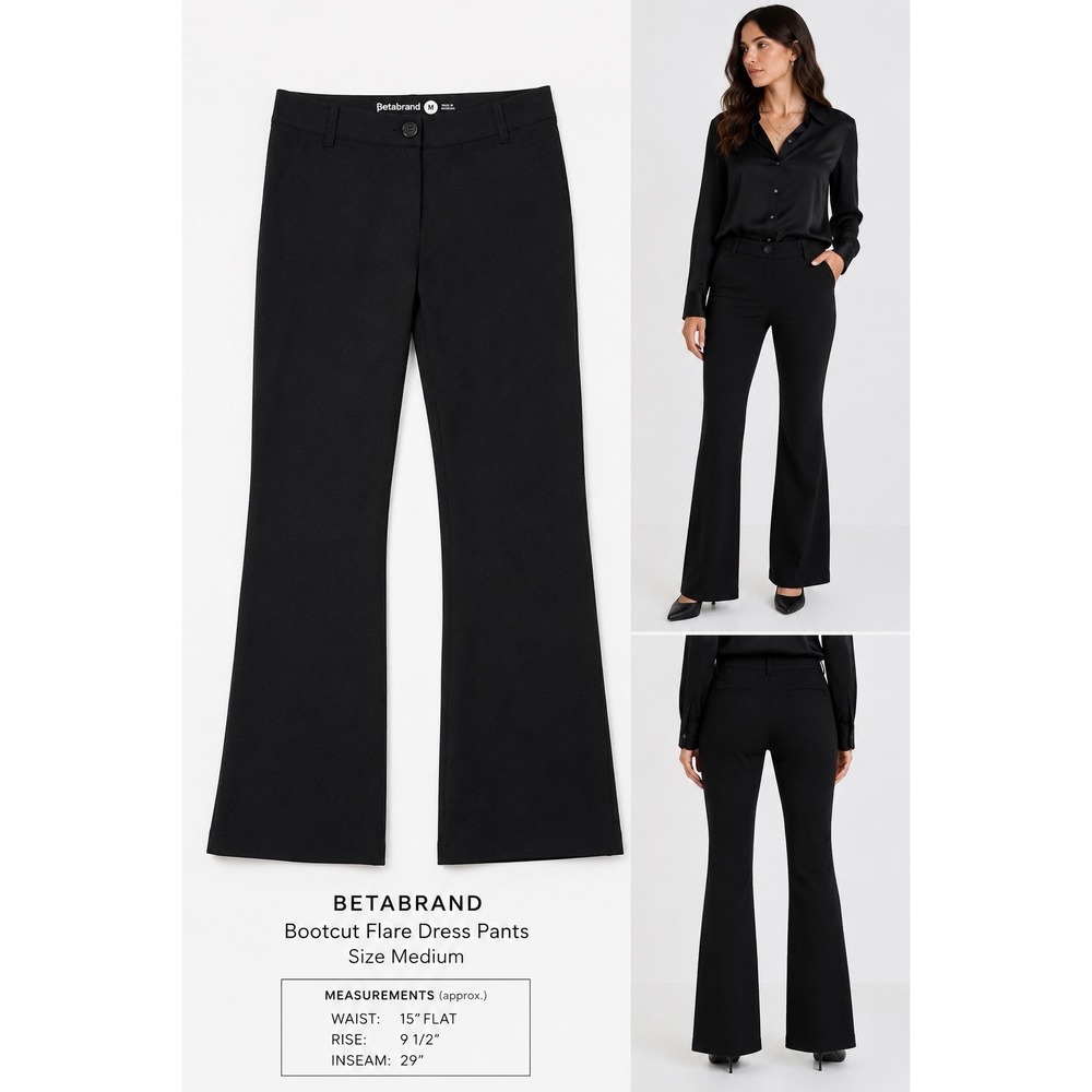 Betabrand Dress Pant Yoga Pants Womens Medium Black Bootcut Stretch Work Career
